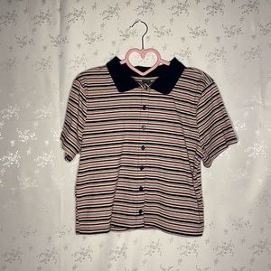 striped button up top
